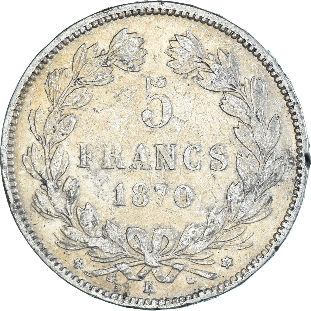Coin, France, Cérès, 5 Francs, 1870, Bordeaux, VF(30-35), Silver, KM:818.2