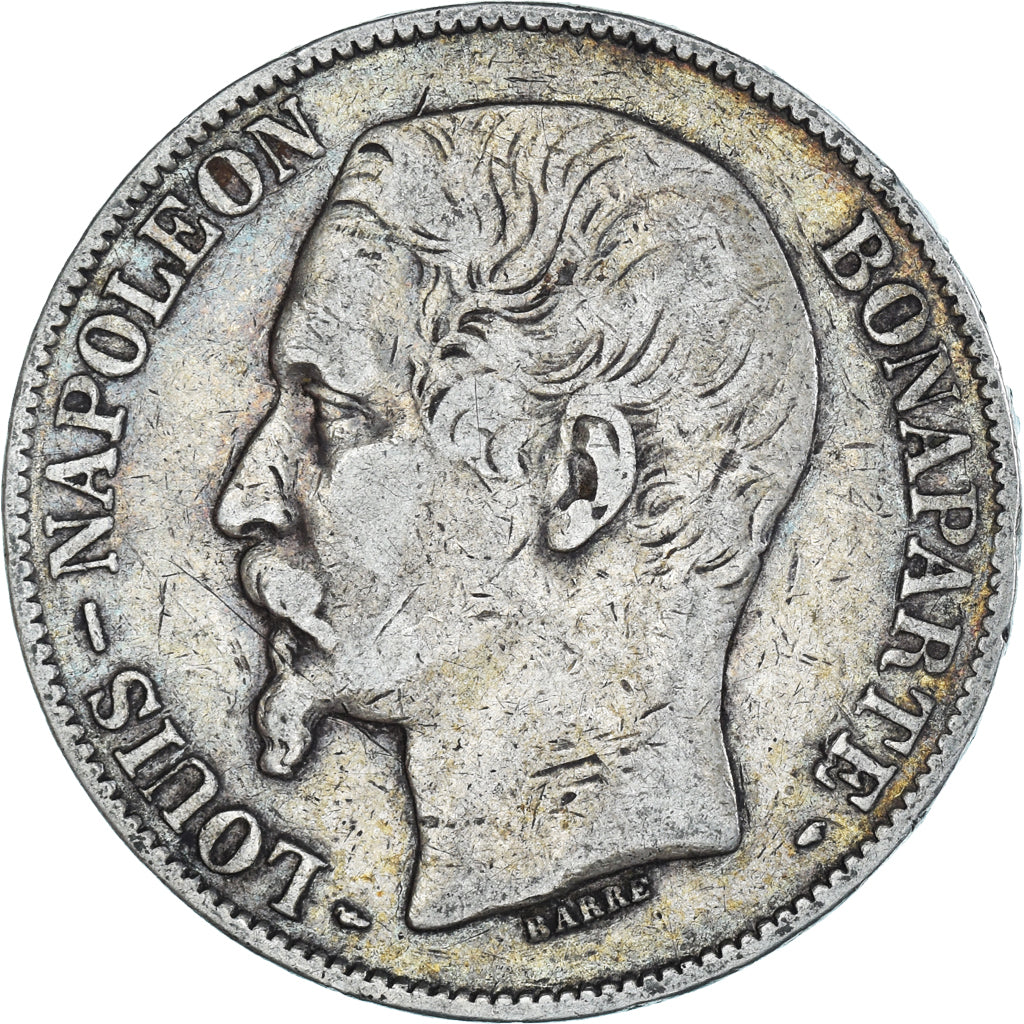 Moneda, Francia, Napoléon III, 5 Francs, 1852, Paris, BC+, Plata, KM:773.1