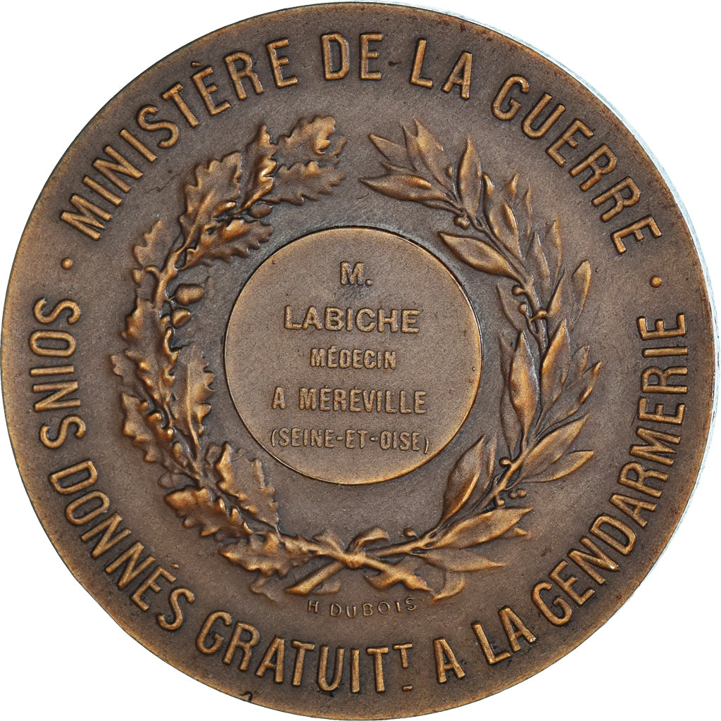 France, Medal, Ministère de la Guerre, Soins donnés à la Gendarmerie