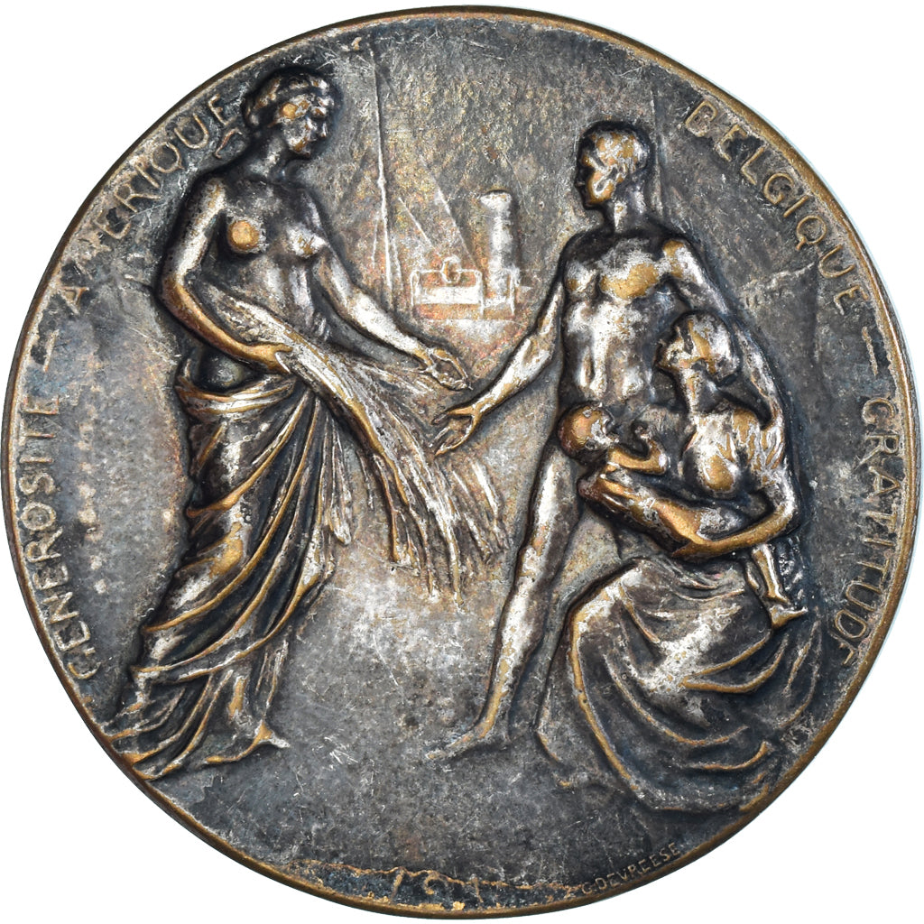 Belgium, Medal, Reconnaissance de la Belgique envers les Etats-Unis, WAR, 1914