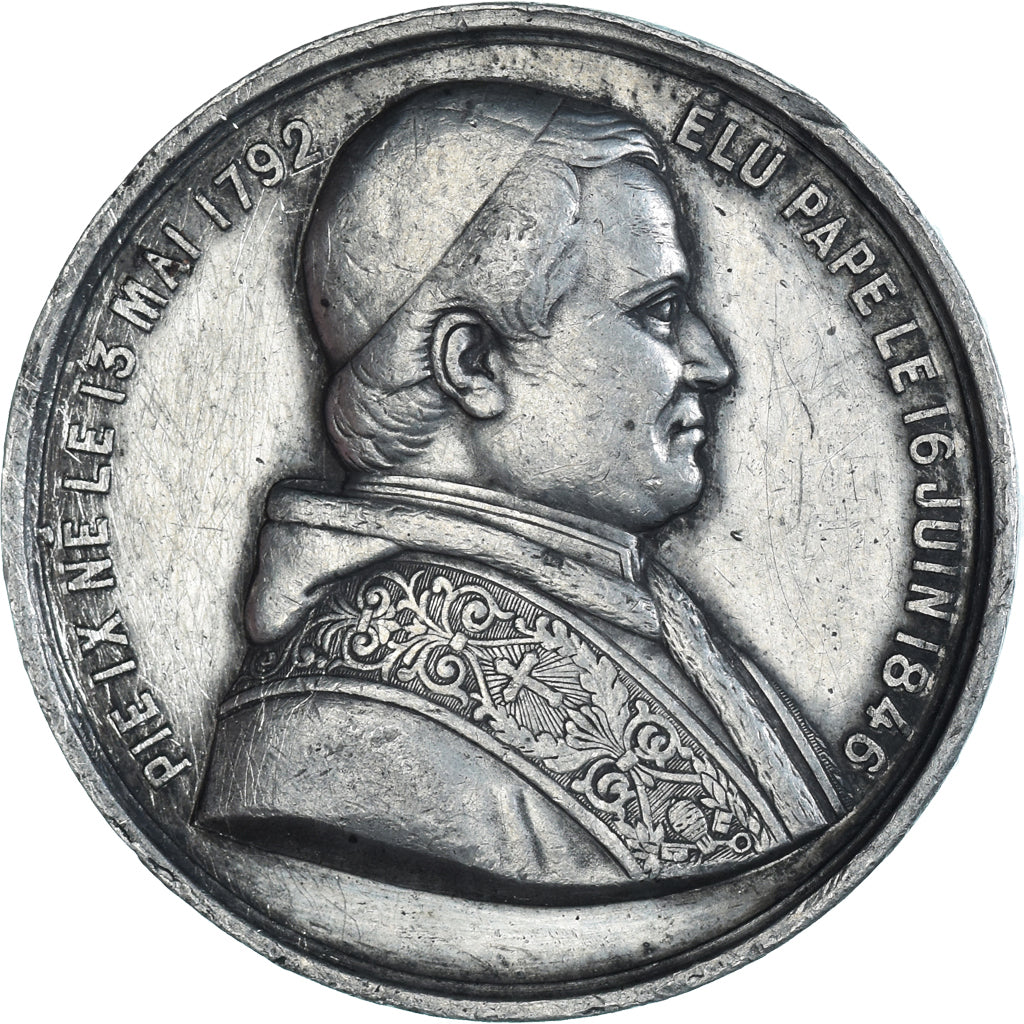 Vaticano, medalha, Pie IX Elu Pape, Crenças e religiões, 1846, Massonnet