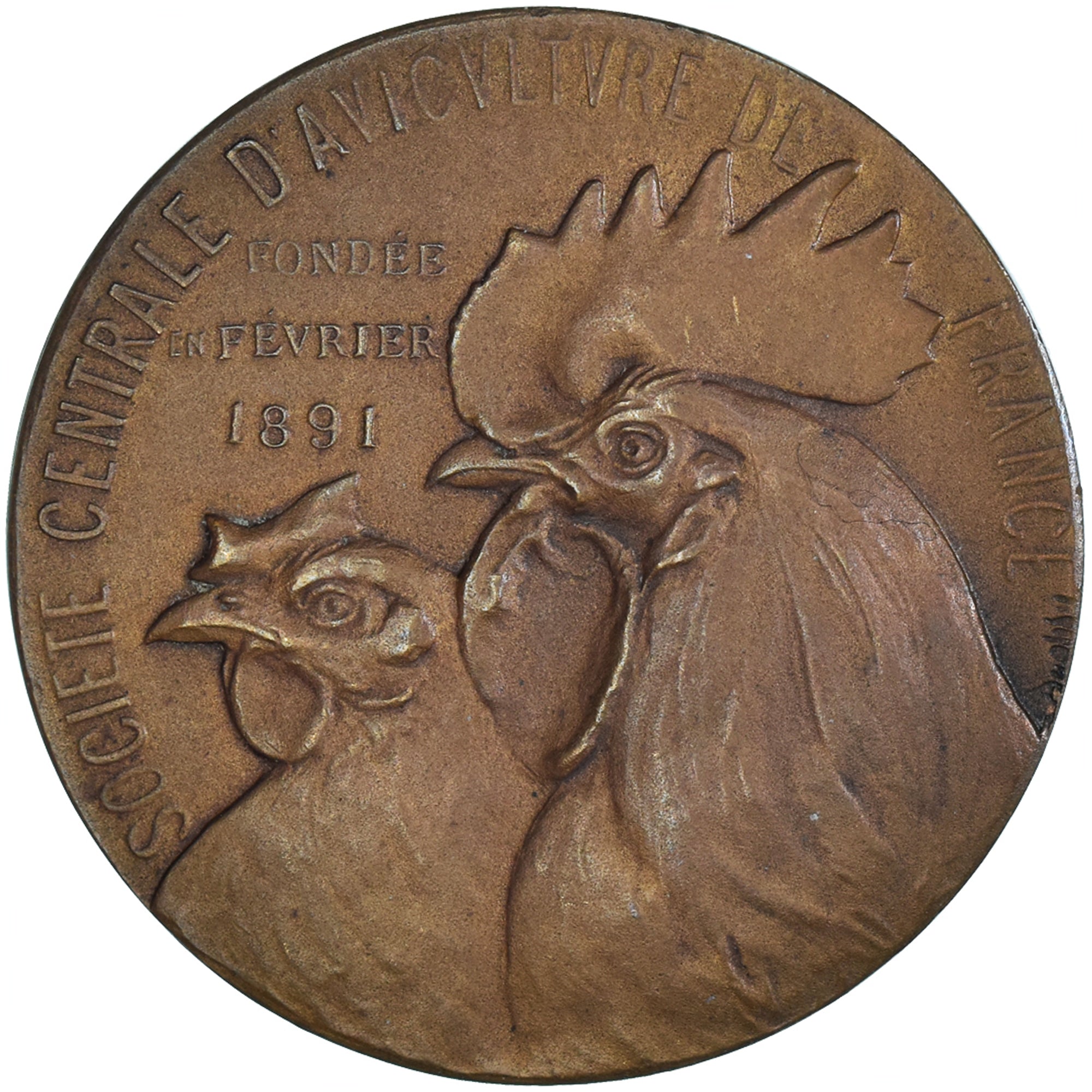 Francja, medal, Société Centrale d'Aviculture de France, Agriculture, 1891