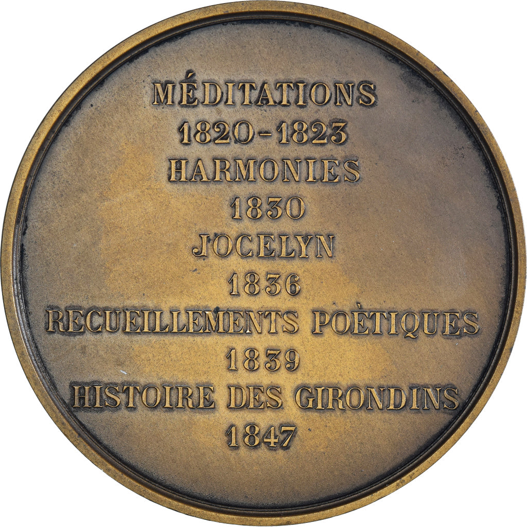 France, Medal, Alphonse de Lamartine, Arts & Culture, Borrel, MS(63), Bronze