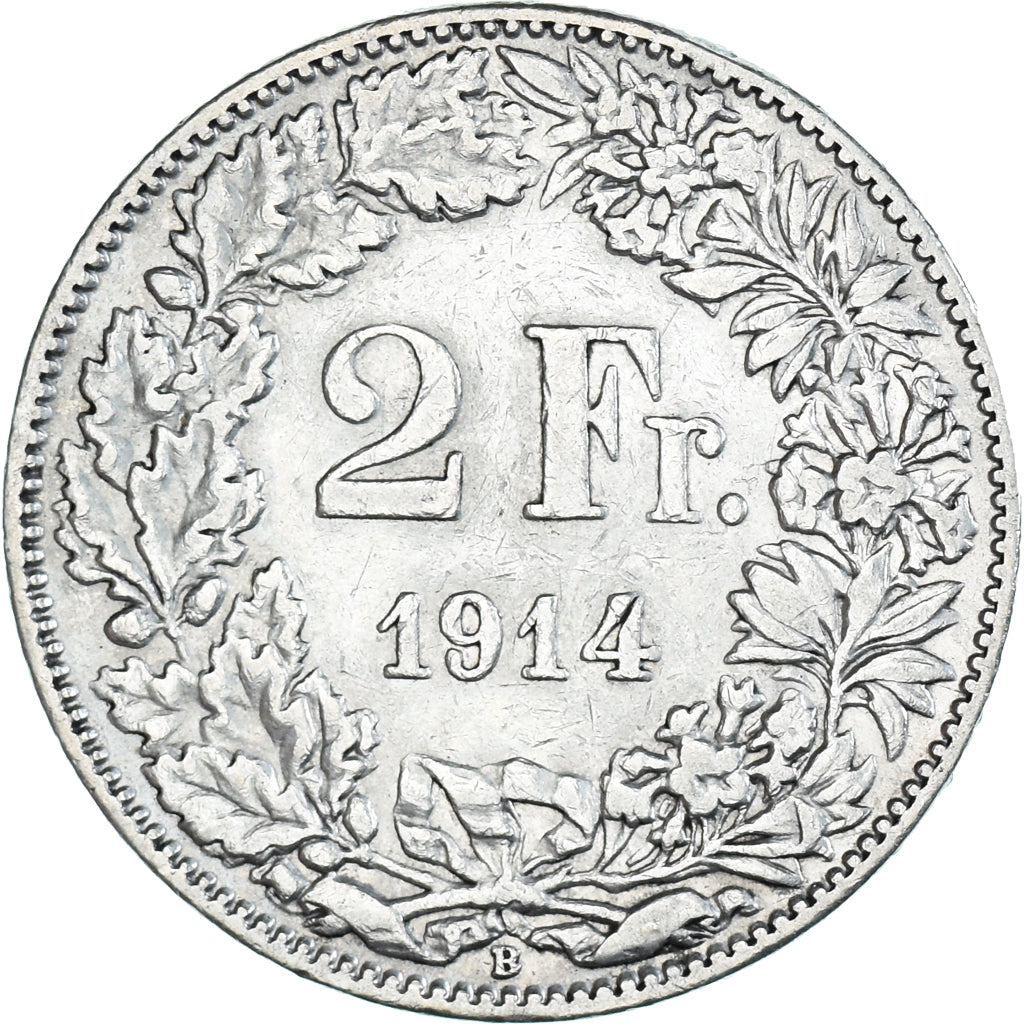 Coin, Switzerland, 2 Francs, 1914, Bern, EF(40-45), Silver, KM:21