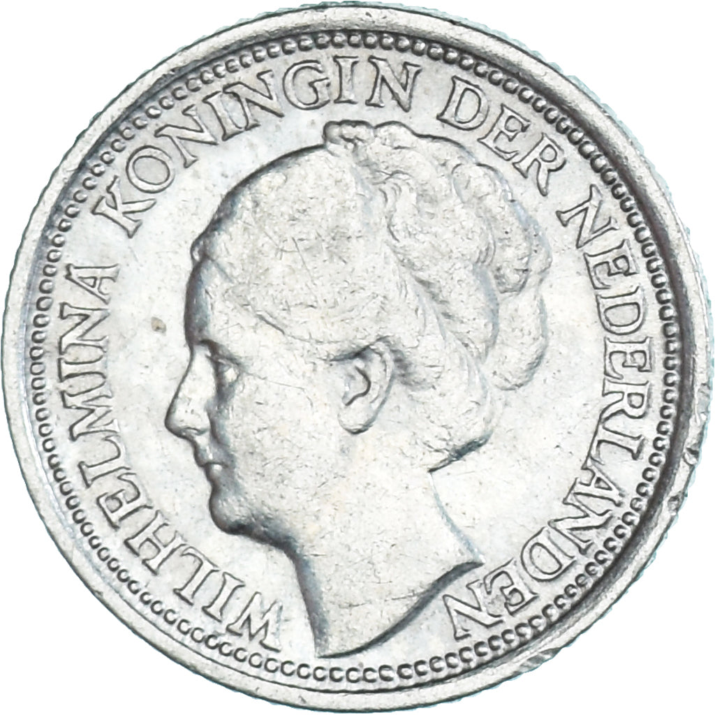 Moneta, Paesi Bassi, Wilhelmina I, 10 Cents, 1937, BB+, Argento, KM:163