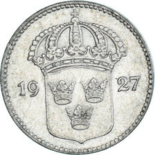 Moneda, Suecia, Gustaf V, 10 Öre, 1927, Stockholm, MBC+, Plata, KM:780