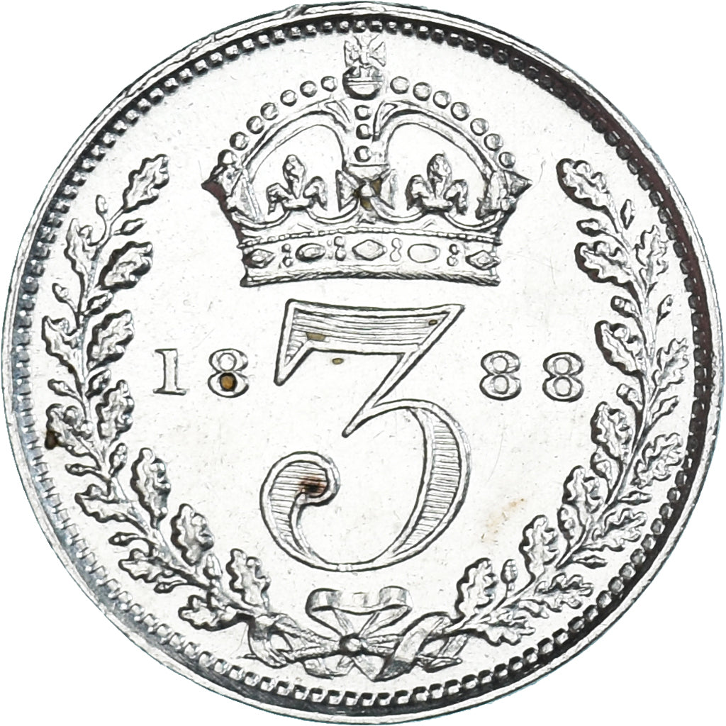 Coin, Great Britain, Victoria, 3 Pence, 1888, AU(55-58), Silver, KM:758
