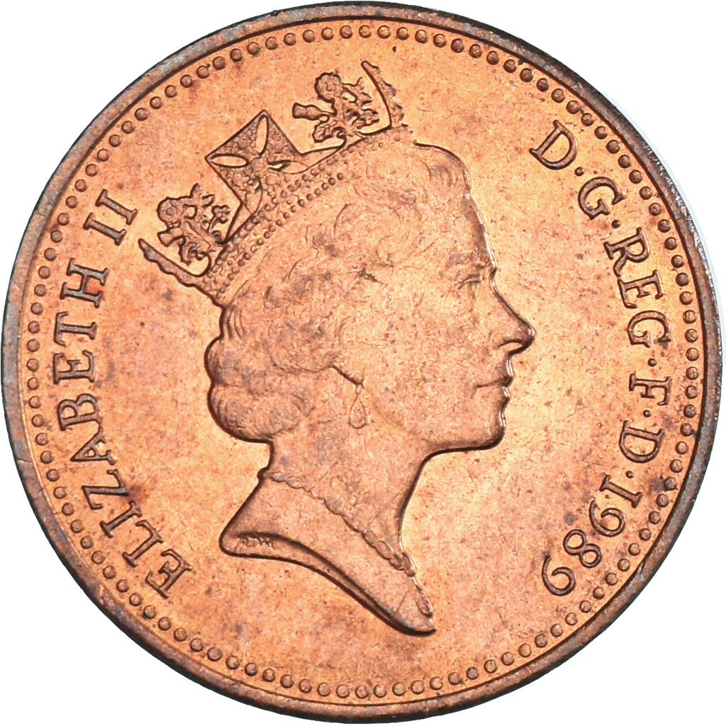 Moneta, Wielka Brytania, Elizabeth II, Penny, 1989, AU(55-58), Brązowy, KM:935