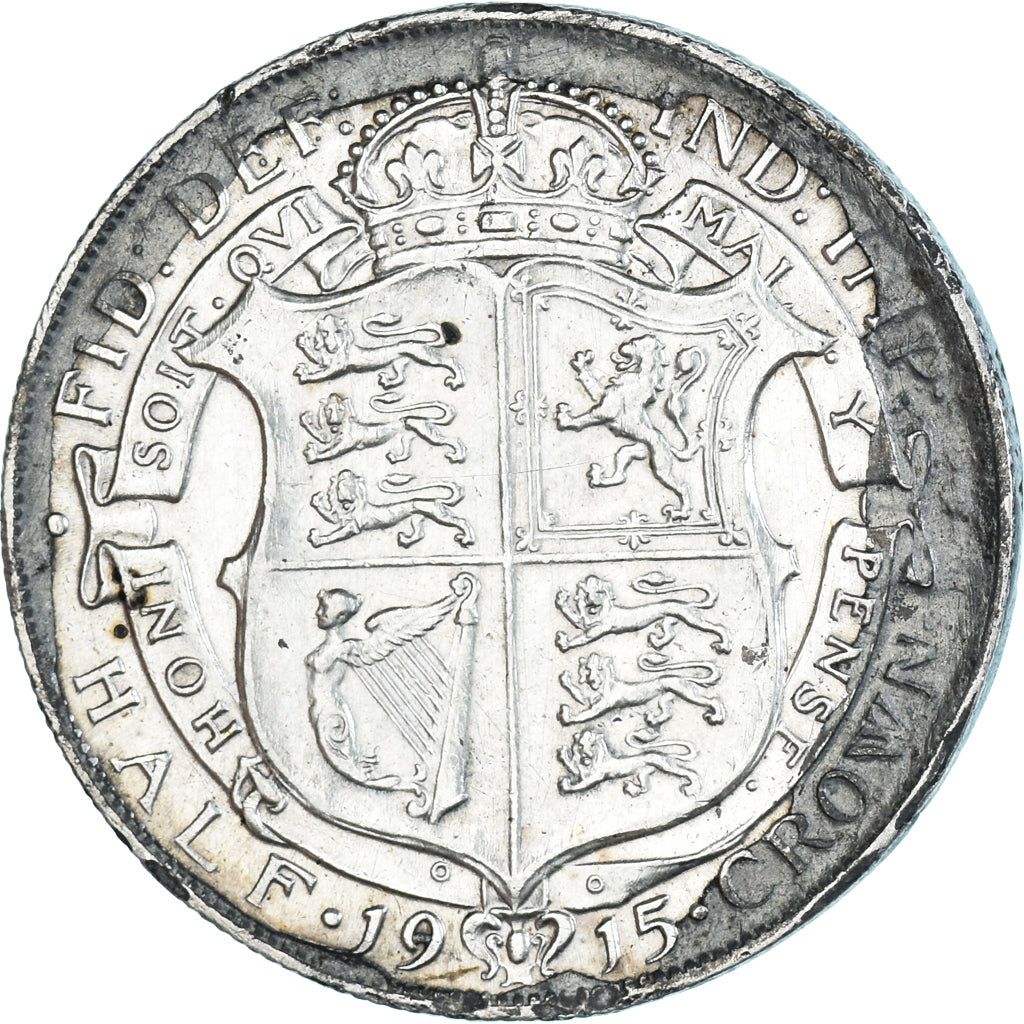 Moneta, Wielka Brytania, George V, 1/2 Crown, 1915, EF(40-45), Srebro, KM:818.1