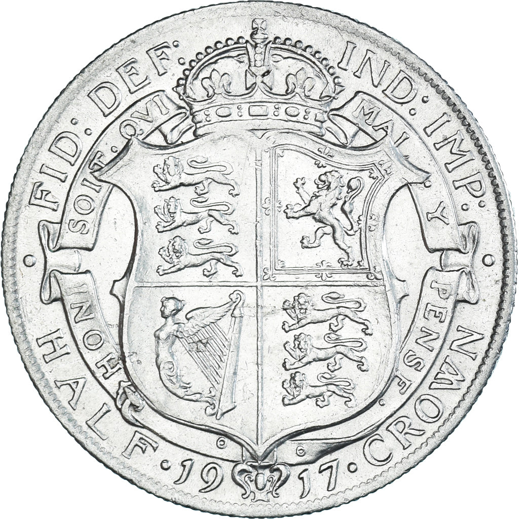 Coin, Great Britain, George V, 1/2 Crown, 1917, AU(50-53), Silver, KM:818.1