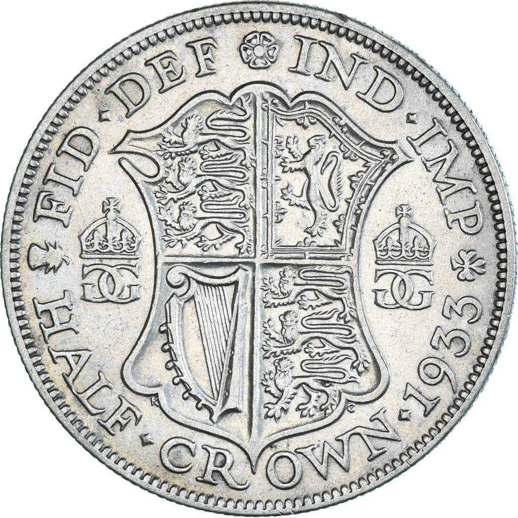 Coin, Great Britain, George V, 1/2 Crown, 1933, AU(50-53), Silver, KM:835