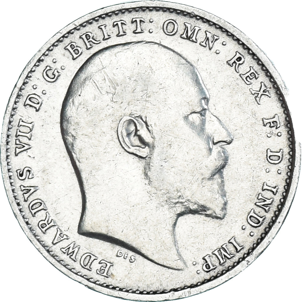 Coin, Great Britain, Edward VII, 3 Pence, 1907, AU(50-53), Silver, KM:797.2