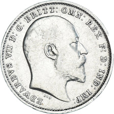 Coin, Great Britain, Edward VII, 3 Pence, 1907, AU(50-53), Silver, KM:797.2