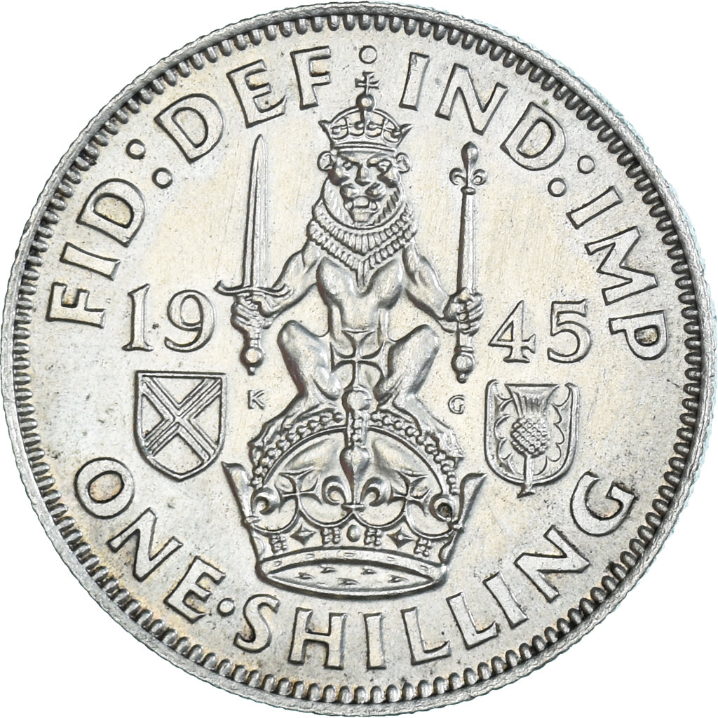 Coin, Great Britain, George VI, Shilling, 1945, AU(55-58), Silver, KM:853