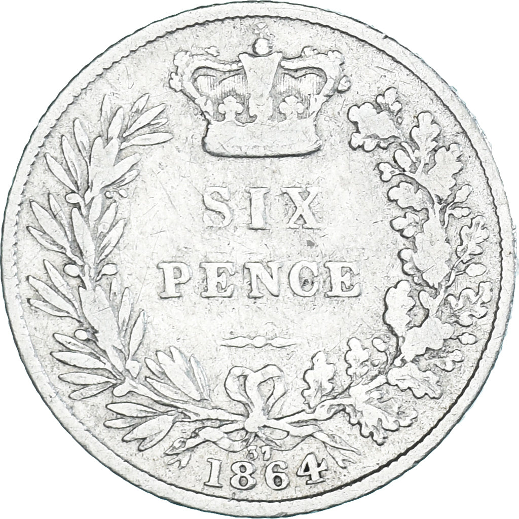 Coin, Great Britain, Victoria, 6 Pence, 1864, VF(20-25), Silver, KM:733.2