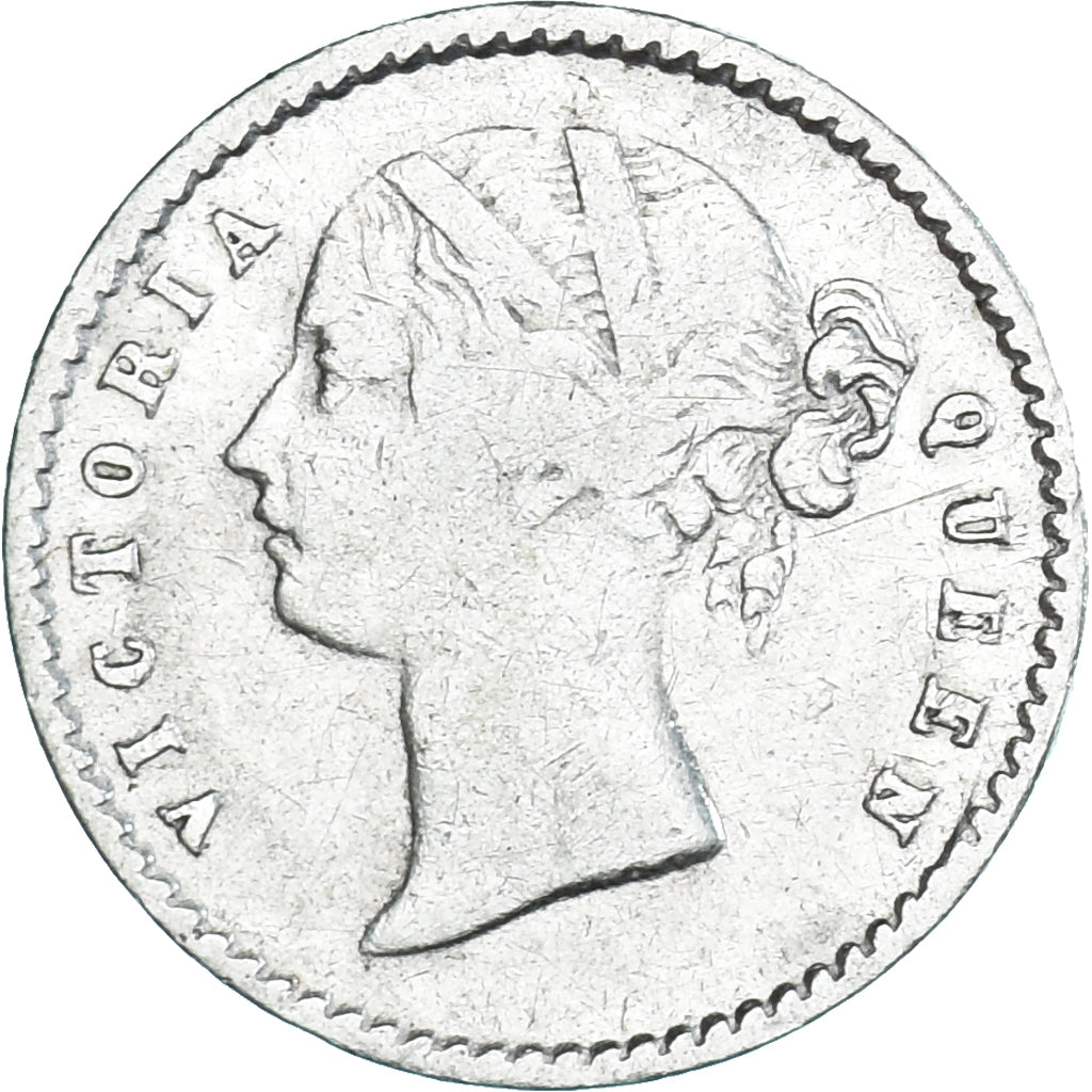 Monnaie, Inde britannique, Victoria, 2 Annas, 1841, Calcutta, TTB, Argent