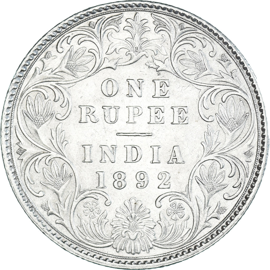 Coin, INDIA-BRITISH, Victoria, Rupee, 1892, Calcutta, AU(50-53), Silver, KM:492