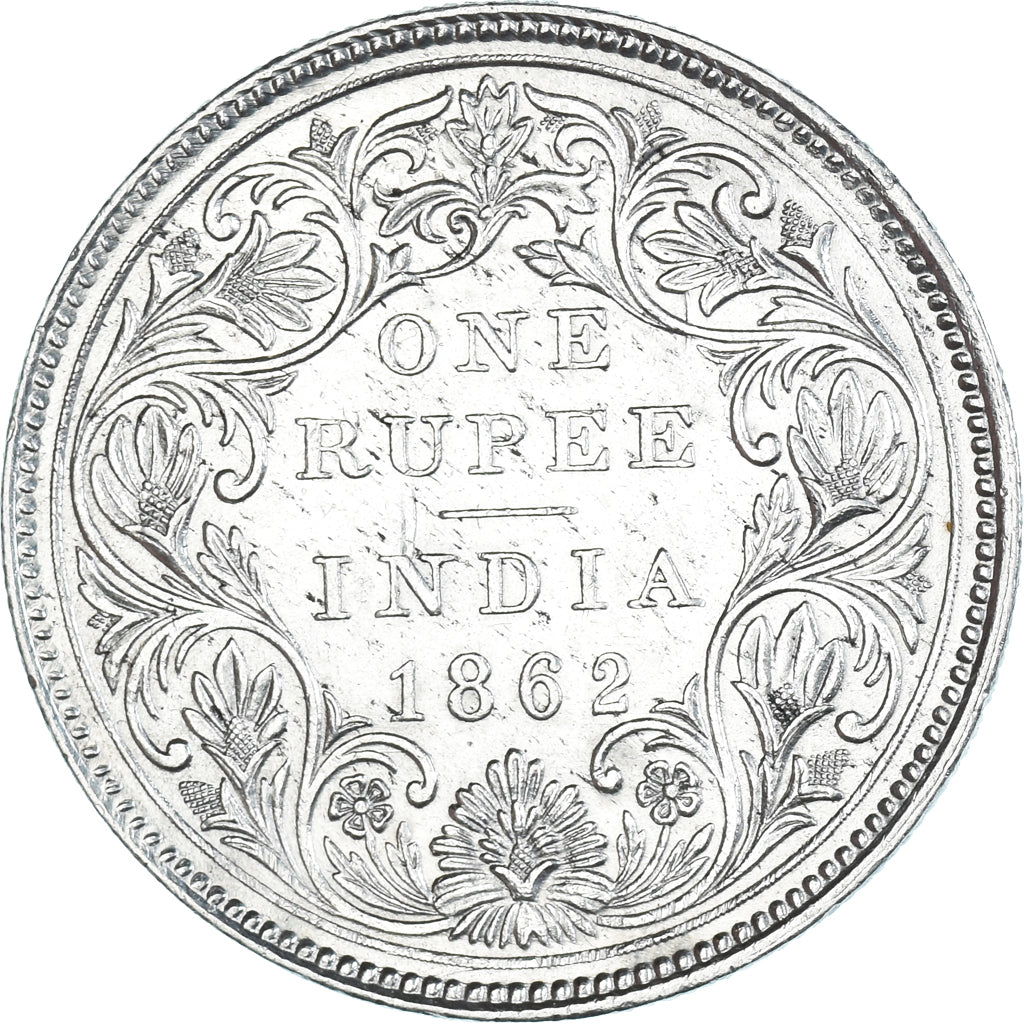 Coin, INDIA-BRITISH, Victoria, Rupee, 1862, Bombay, AU(55-58), Silver, KM:473.1
