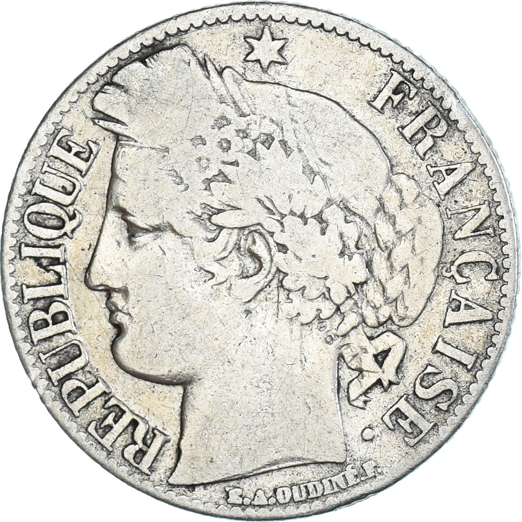Moneta, Francia, Cérès, Franc, 1872, Paris, B+, Argento, KM:822.1
