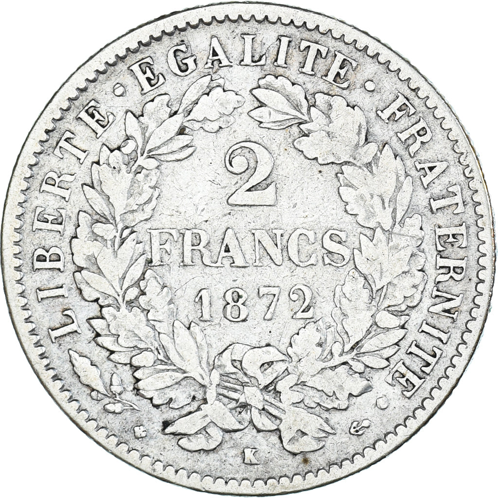 Monnaie, France, Cérès, 2 Francs, 1872, Bordeaux, TB+, Argent, Gadoury:530a