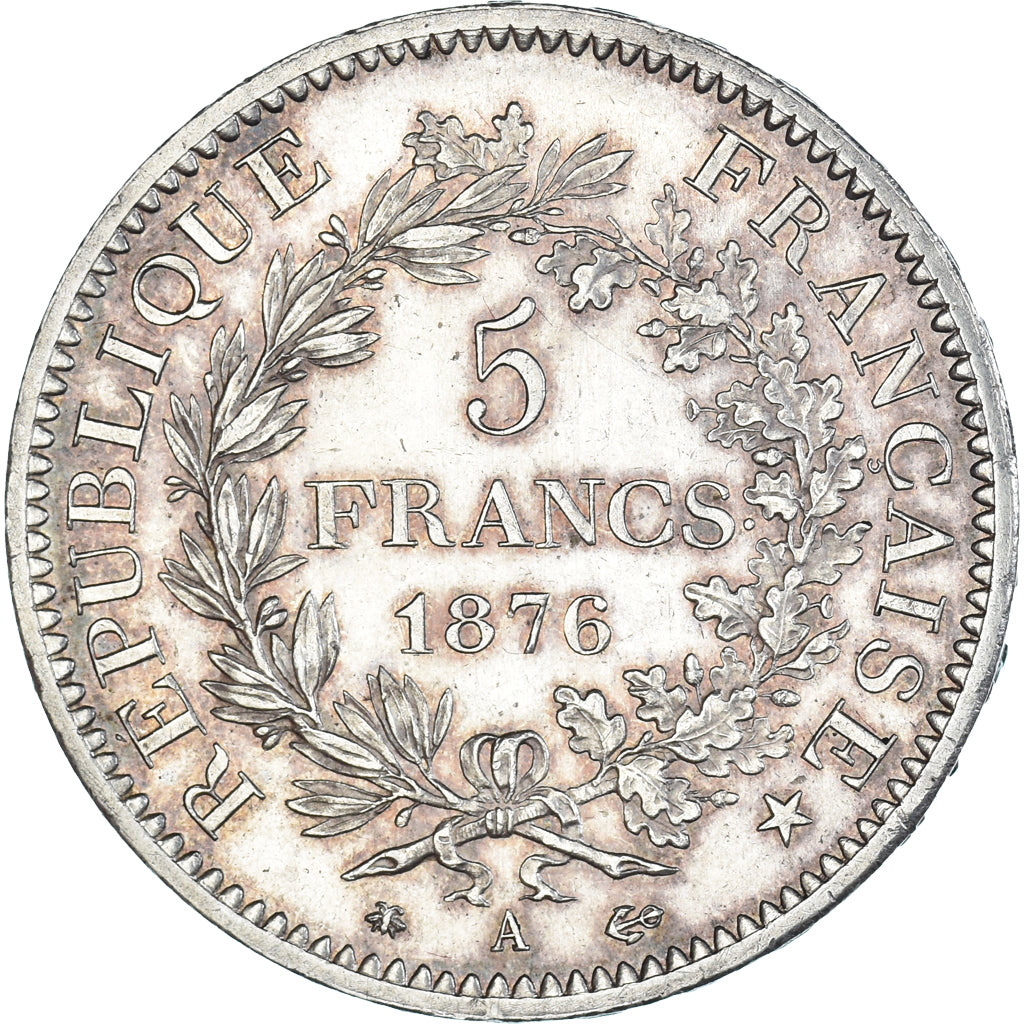 Coin, France, Hercule, 5 Francs, 1876, Paris, MS(60-62), Silver, KM:820.1