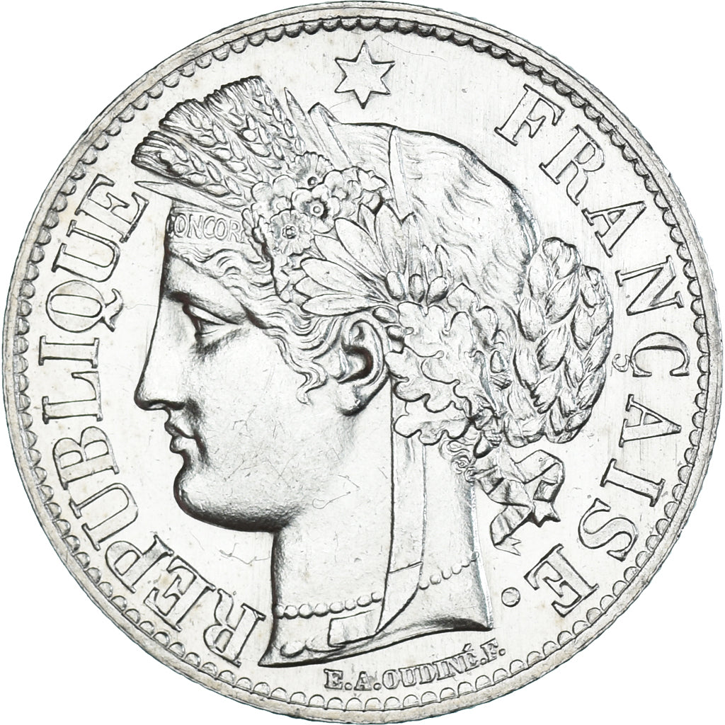 Moneta, Francja, Cérès, 2 Francs, 1871, Paris, MS(60-62), Srebro, KM:817.1