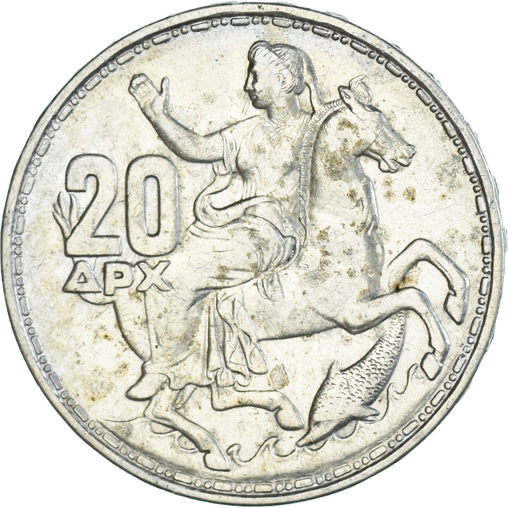Coin, Greece, 20 Drachmai, 1960, AU(50-53), Silver, KM:73
