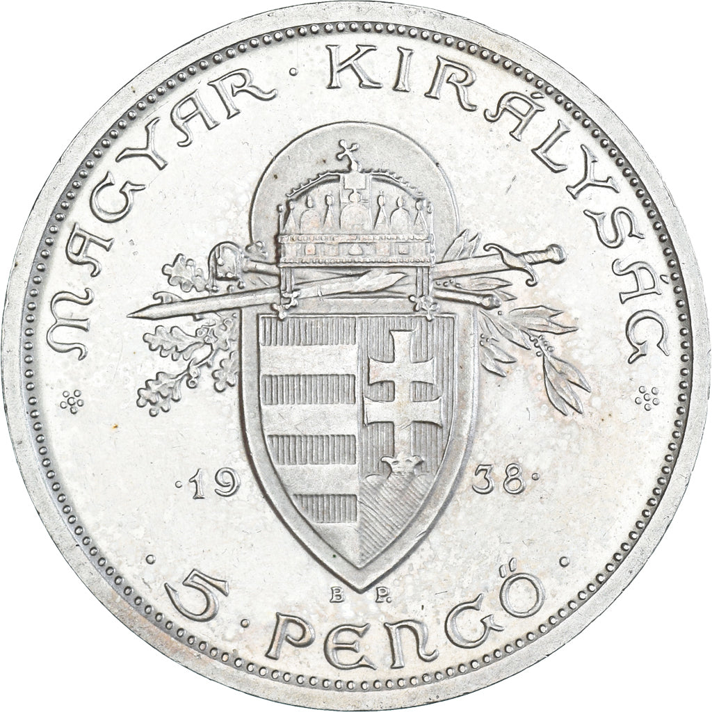 Coin, Hungary, 5 Pengö, 1938, Budapest, MS(60-62), Silver, KM:516
