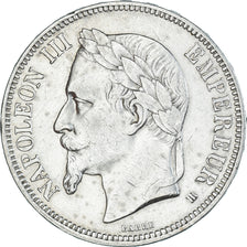 Munten, Frankrijk, Napoléon III, 5 Francs, 1869, Strasbourg, ZF+, Zilver
