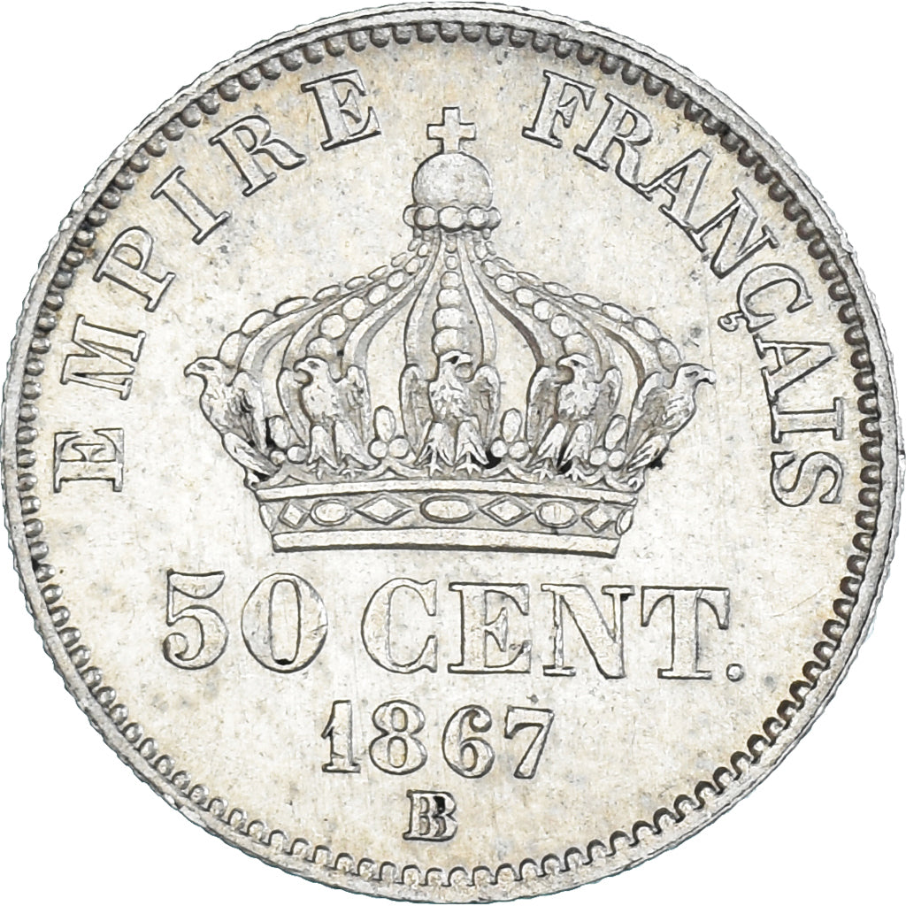 Munten, Frankrijk, Napoleon III, Napoléon III, 50 Centimes, 1867, Strasbourg