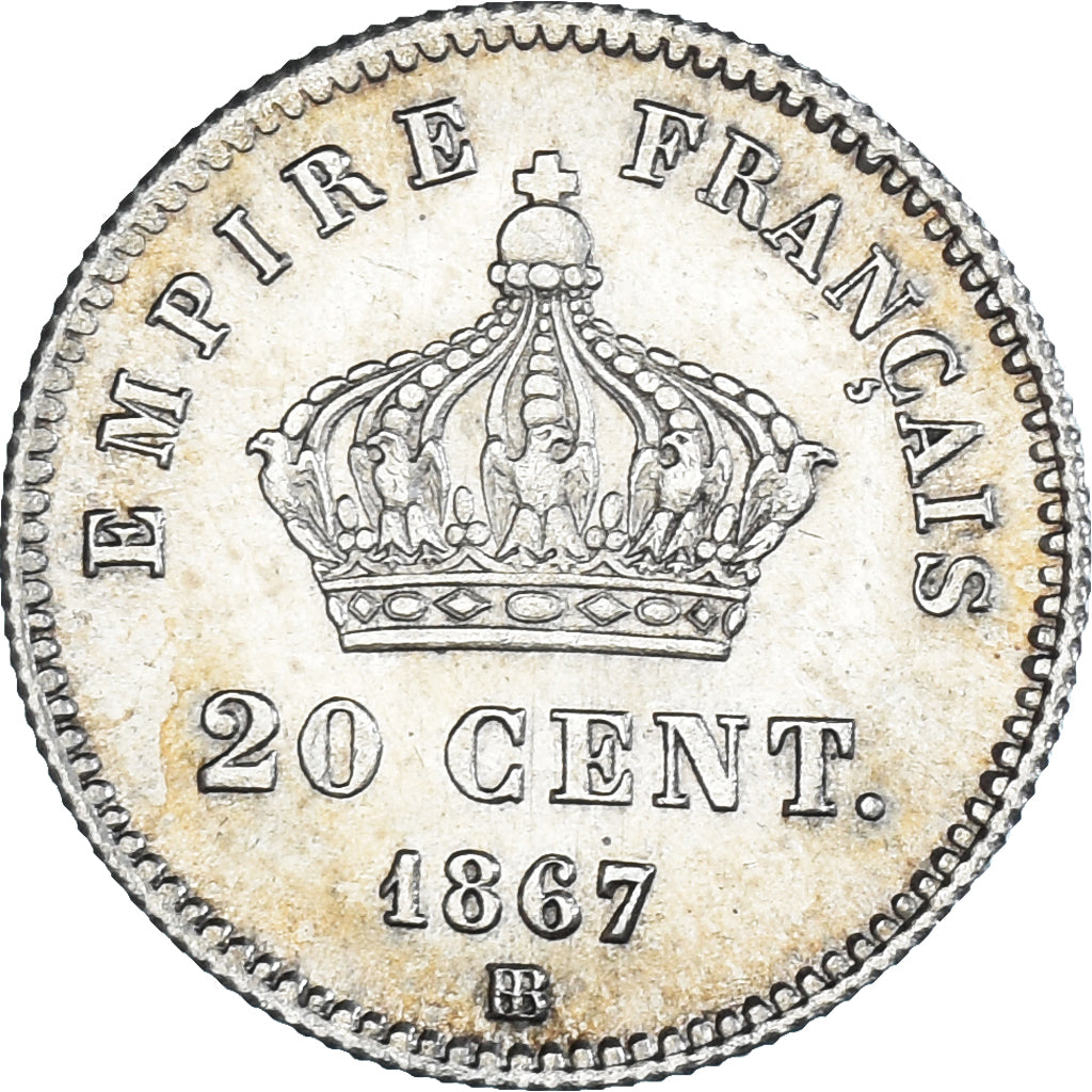 Moneta, Francja, Napoleon III, Napoléon III, 20 Centimes, 1867, Strasbourg