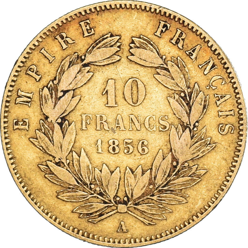 Moneta, Francja, Napoleon III, 10 Francs, 1856, Paris, VF(30-35), Złoto