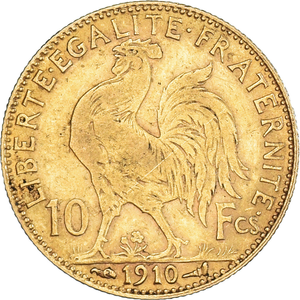 Moneta, Francja, Marianne, 10 Francs, 1910, Paris, EF(40-45), Złoto, KM:846