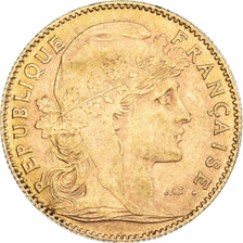 Moneda, Francia, Marianne, 10 Francs, 1912, Paris, MBC+, Oro, KM:846