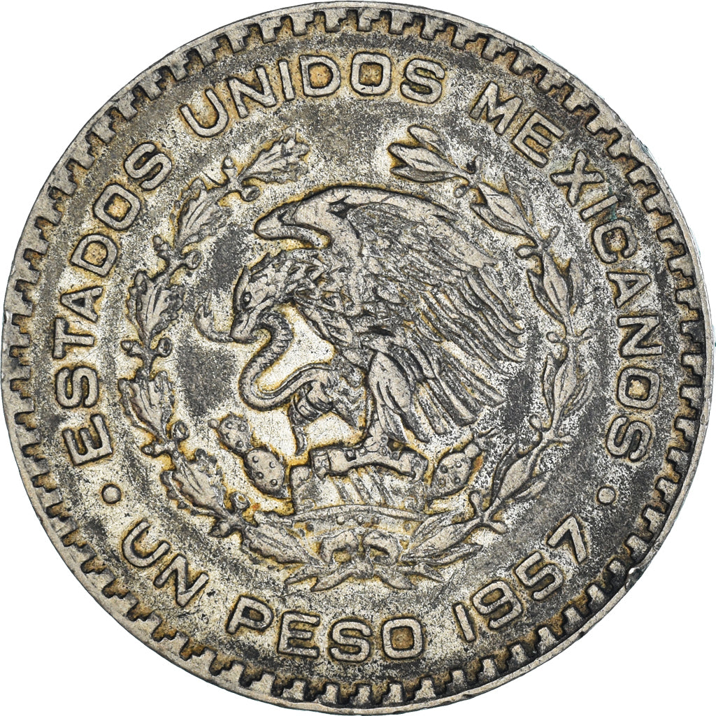 Coin, Mexico, Peso, 1957, Mexico City, AU(50-53), Silver, KM:459