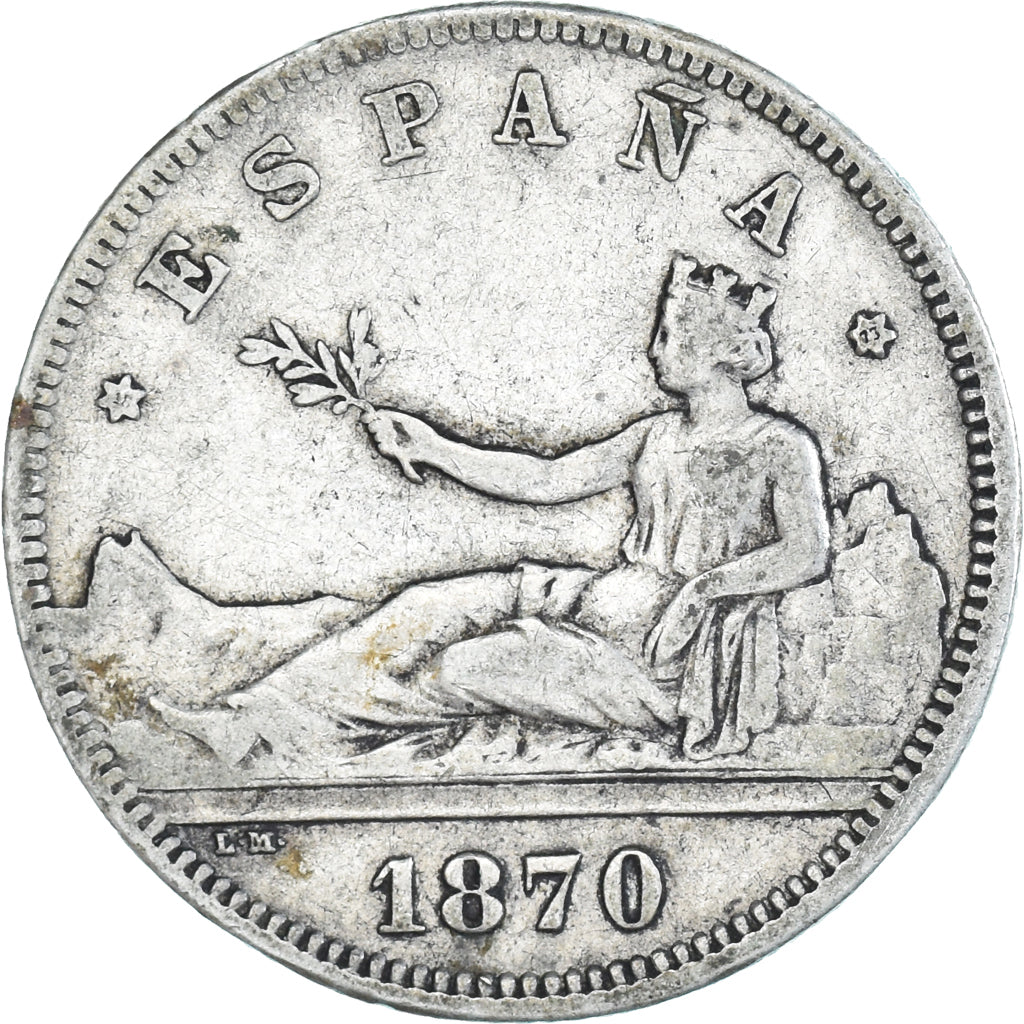 Coin, Spain, Provisional Government, 2 Pesetas, 1870, Madrid, VF(30-35), Silver