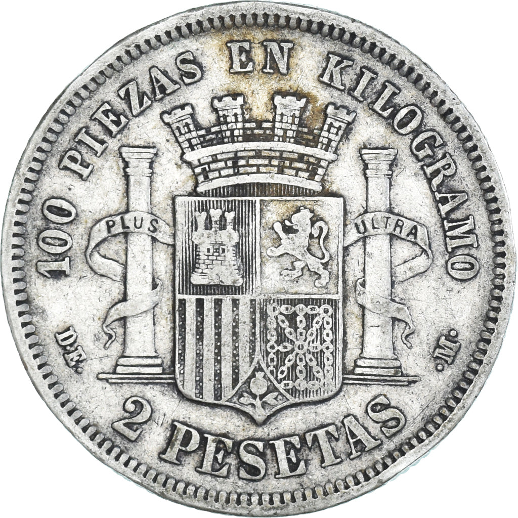 Coin, Spain, Provisional Government, 2 Pesetas, 1870, Madrid, VF(30-35), Silver