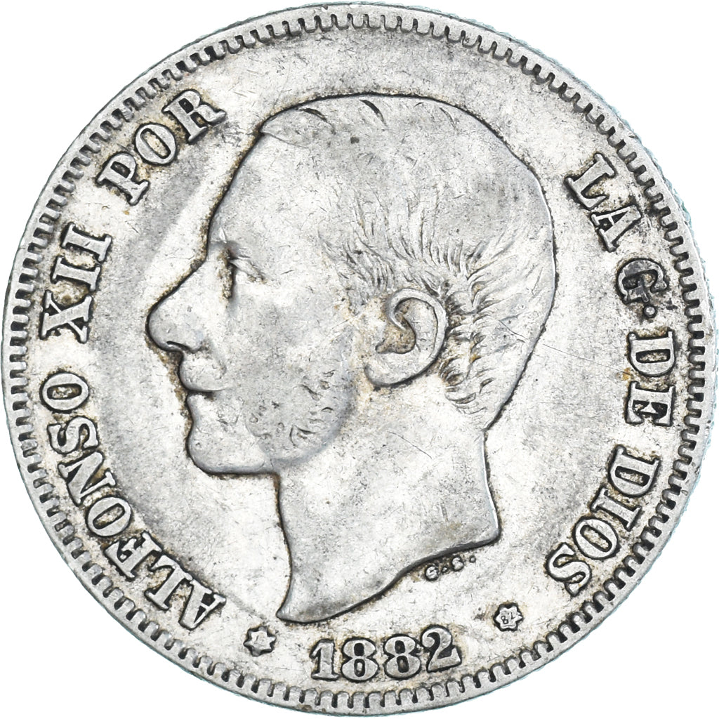 Coin, Spain, Alfonso XII, 2 Pesetas, 1882, Madrid, EF(40-45), Silver, KM:678.2