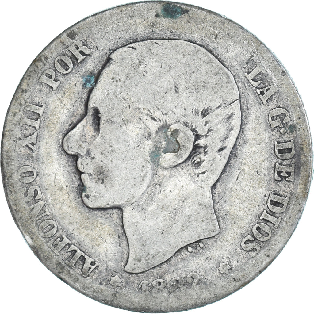 Coin, Spain, Alfonso XII, 2 Pesetas, 1882, Madrid, F(12-15), Silver, KM:678.2