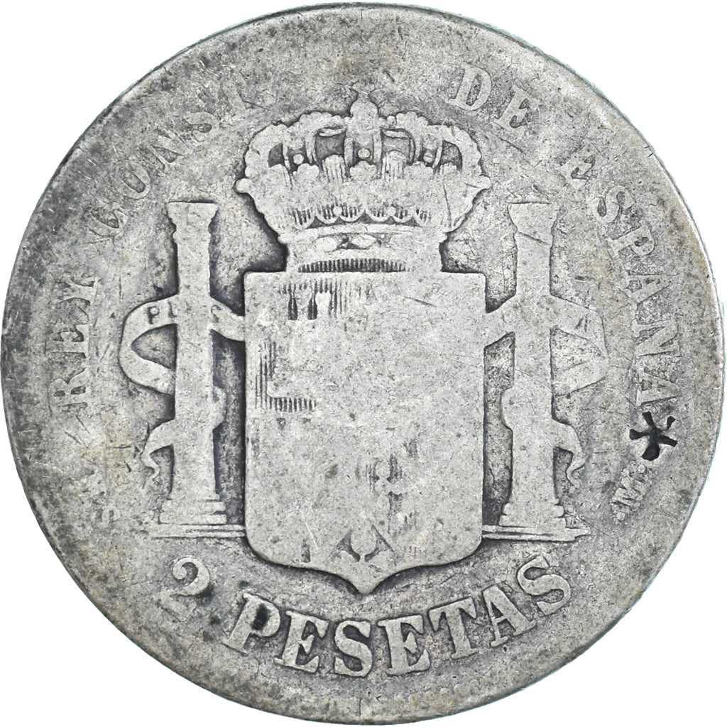 Coin, Spain, Alfonso XII, 2 Pesetas, 1882, Madrid, F(12-15), Silver, KM:678.2