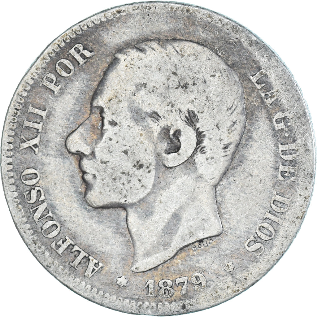 Coin, Spain, Alfonso XII, 2 Pesetas, 1879, Madrid, VF(20-25), Silver, KM:678.1