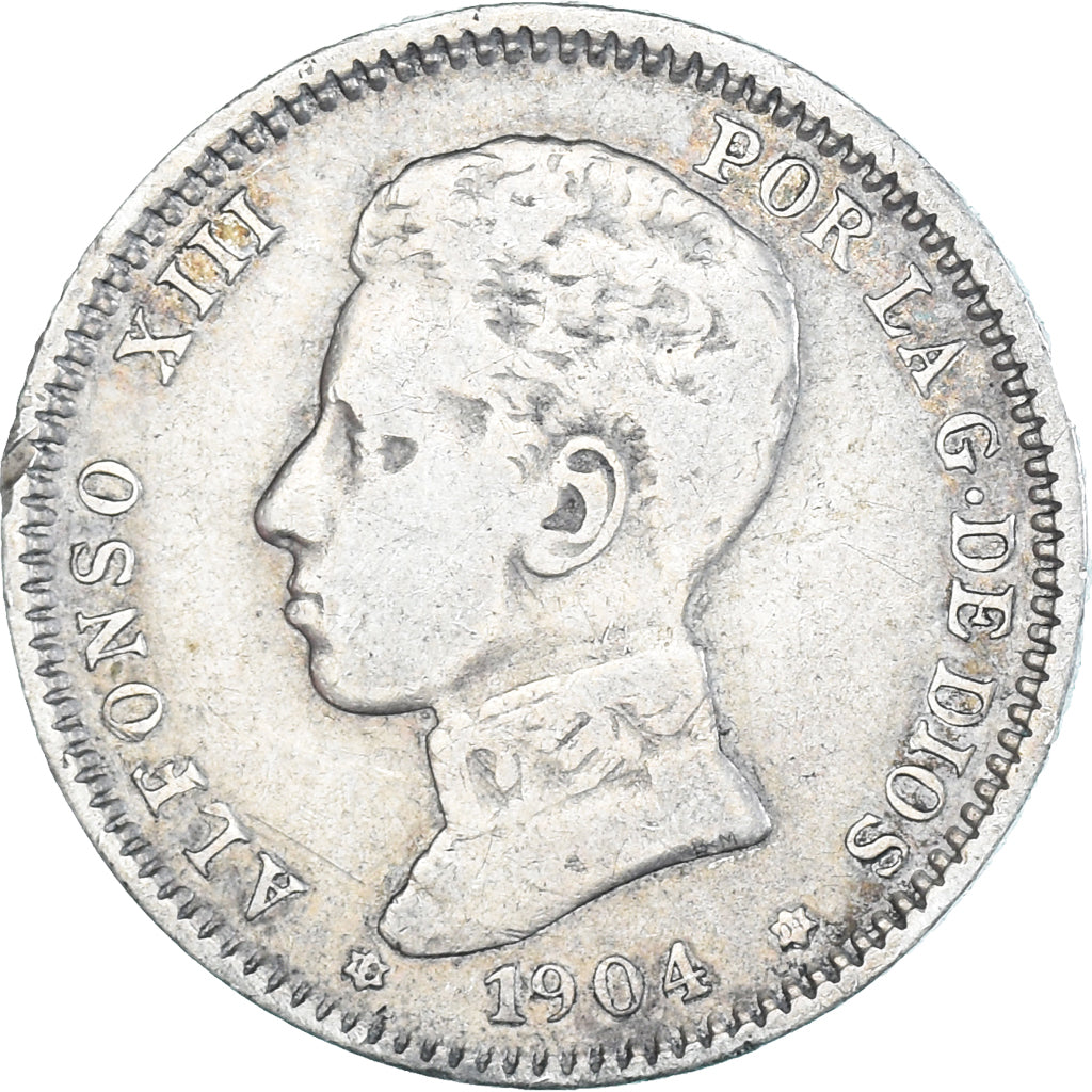 Moneta, Hiszpania, Alfonso XIII, Peseta, 1904, Madrid, EF(40-45), Srebro, KM:721