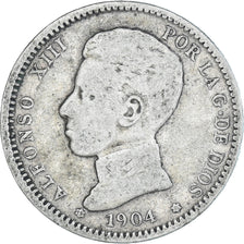 Coin, Spain, Alfonso XIII, Peseta, 1904, Madrid, VF(30-35), Silver, KM:721