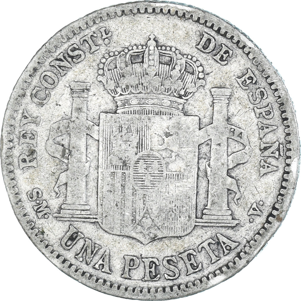 Moneta, Spagna, Alfonso XIII, Peseta, 1904, Madrid, MB, Argento, KM:721