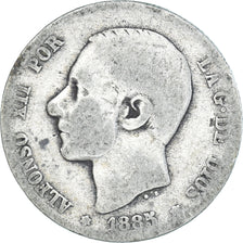 Moneda, España, Alfonso XII, Peseta, 1885, Madrid, BC+, Plata, KM:686