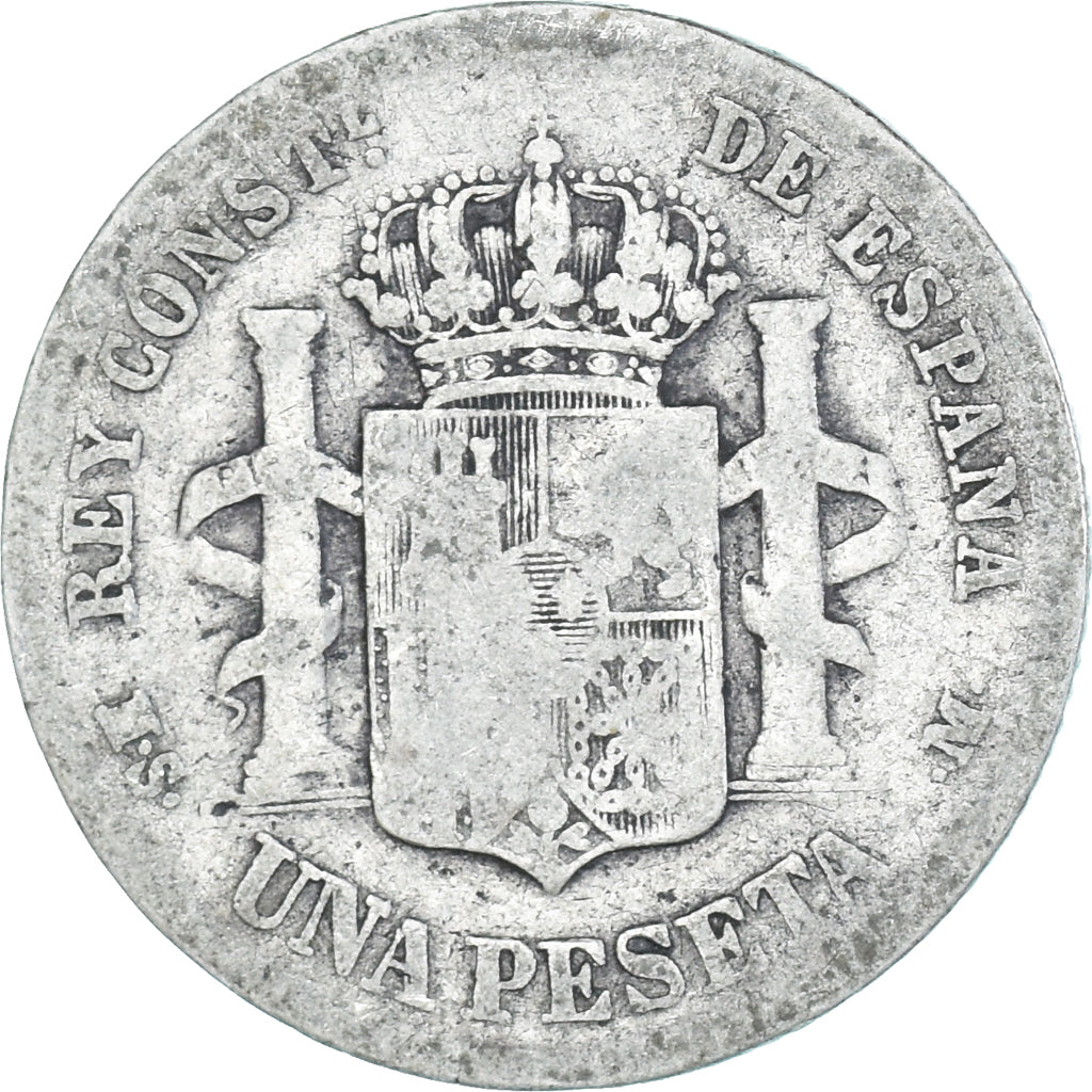Moneda, España, Alfonso XII, Peseta, 1885, Madrid, BC+, Plata, KM:686