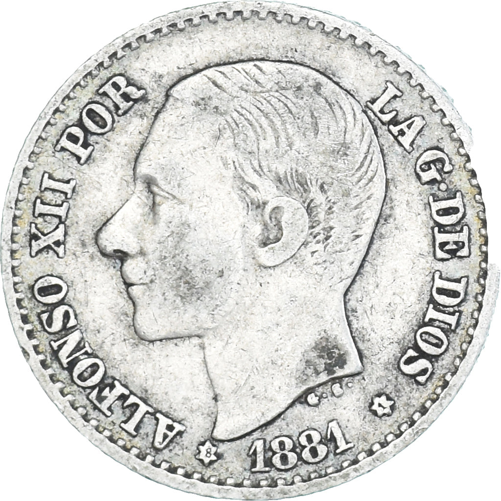 Coin, Spain, Alfonso XII, 50 Centimos, 1881, Madrid, EF(40-45), Silver, KM:685