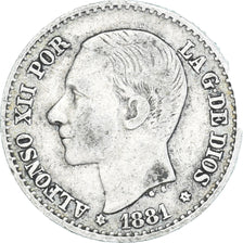 Coin, Spain, Alfonso XII, 50 Centimos, 1881, Madrid, EF(40-45), Silver, KM:685