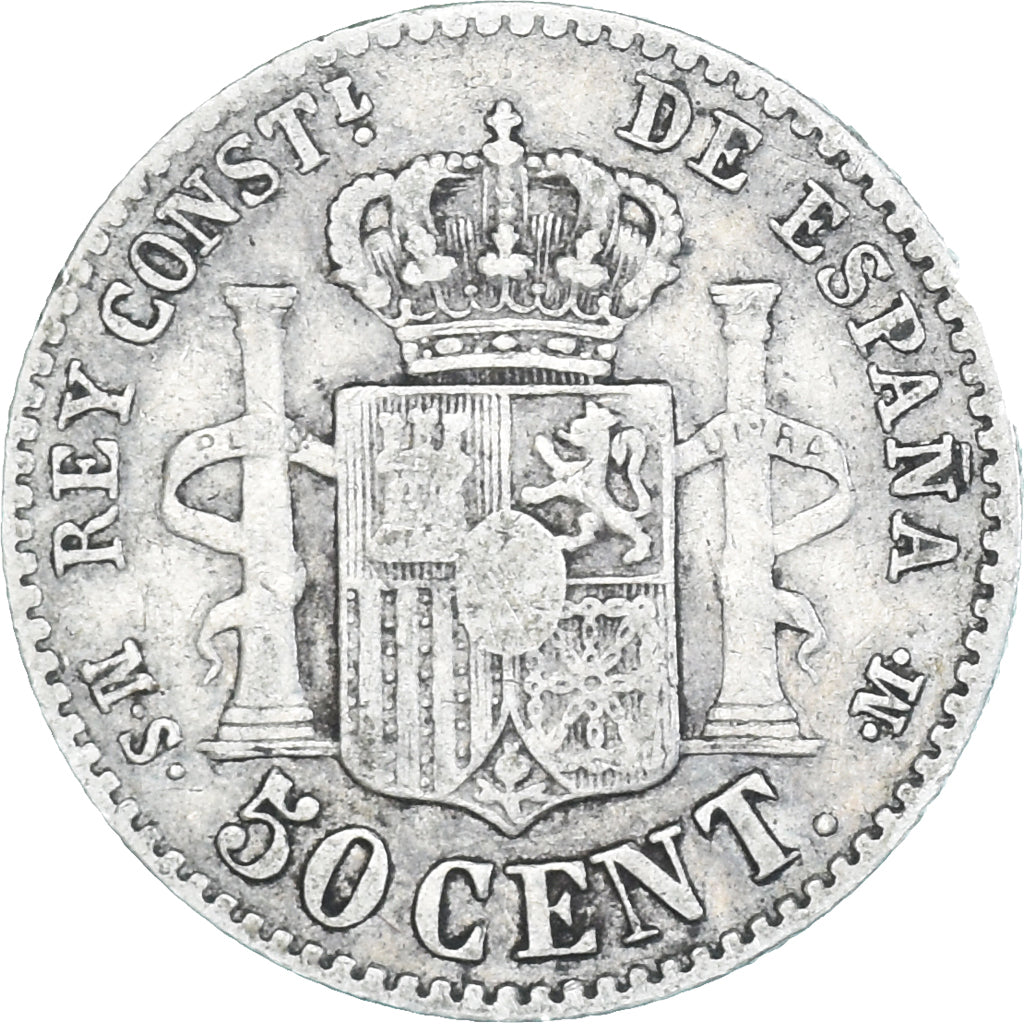Coin, Spain, Alfonso XII, 50 Centimos, 1881, Madrid, EF(40-45), Silver, KM:685