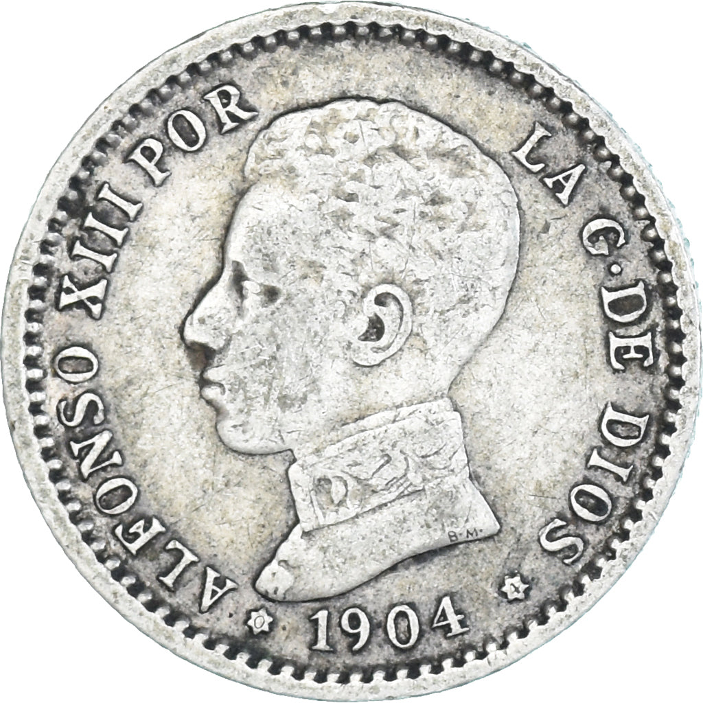 Coin, Spain, Alfonso XIII, 50 Centimos, 1904 (10), EF(40-45), Silver, KM:723